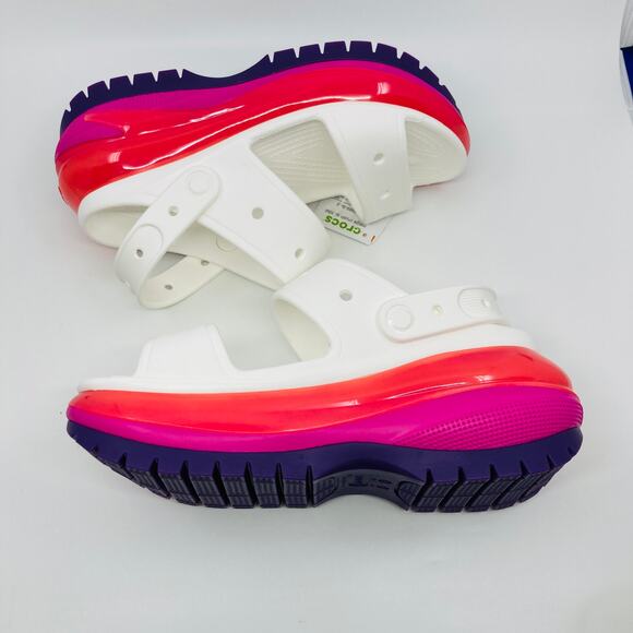 Crocs Mega Crush Sandal Clogs Womens 8 Mens 6 Platform White Pink Purple New - Picture 6 of 8